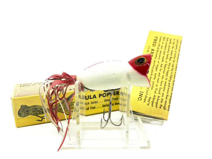 Arbogast Hula Popper 750, R Red/White Color with Box - Early Box