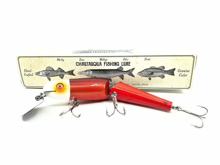 Jointed Chautauqua 8" Minnow Deep Diver, Reverse Red & White Color