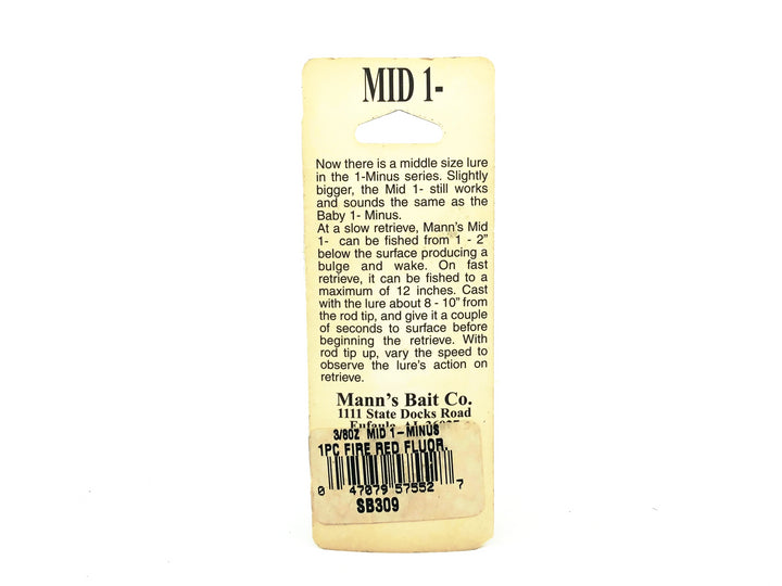 Mann's Mid 1- Minus, Fire Red Fluorescent Color on Card