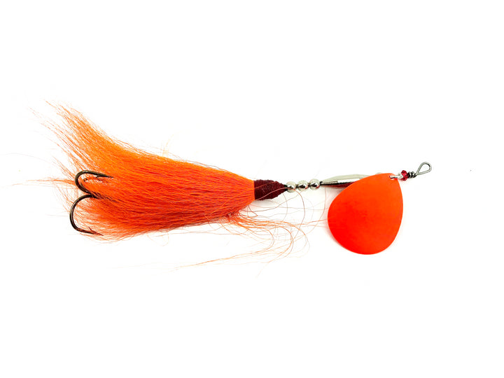 Musky Bucktail Spinner 1oz, Orange Blade/Orange Tail Color