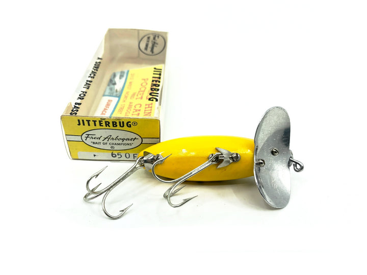 Arbogast Jitterbug 5/8oz, FY Frog/Yellow Belly Color with Box, Bugged-Eyed Model