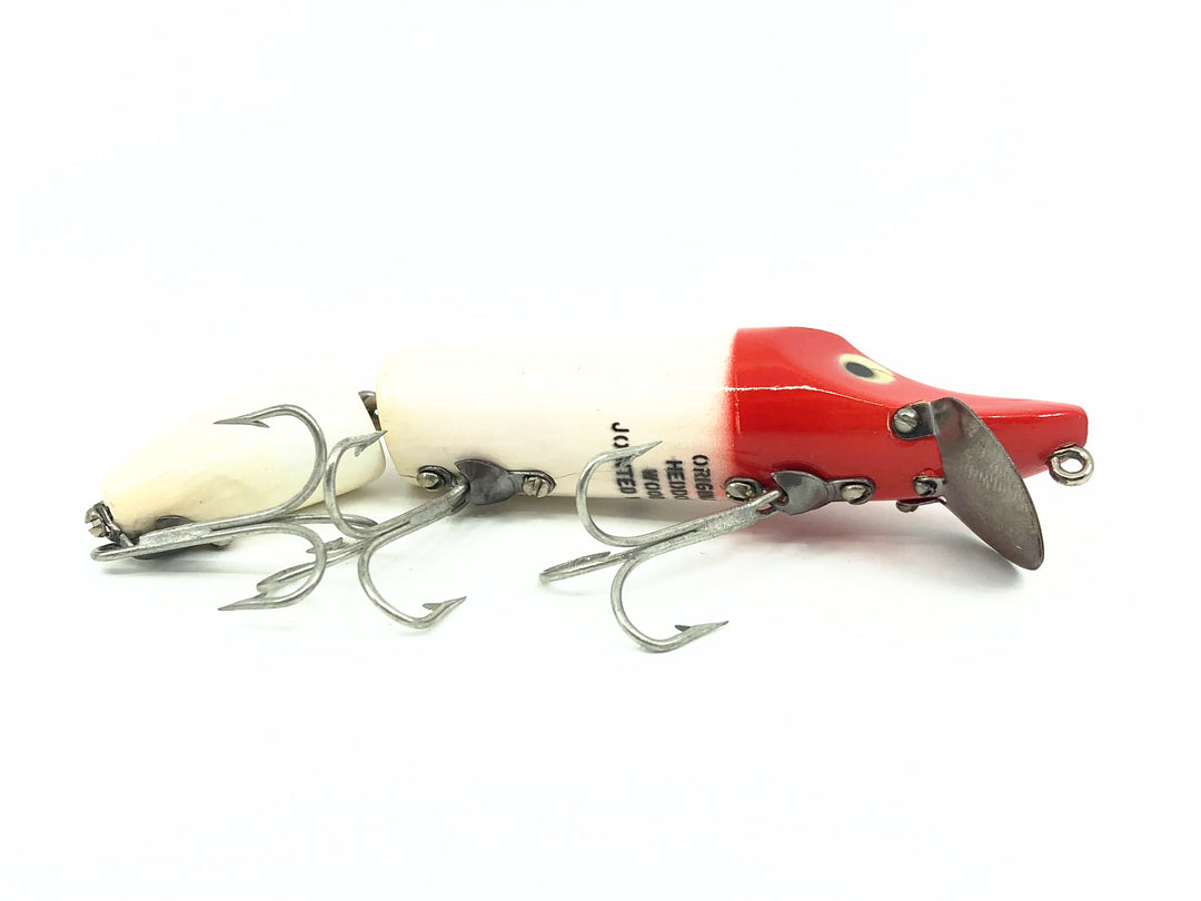 Original Heddon Jointed Wood Vamp 7300, RH Red Head/White Color