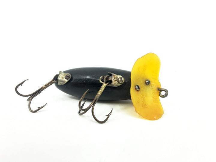 Arbogast Plastic Yellow Lip Jitterbug 1940's WWII Era, Black Color - War Bug!