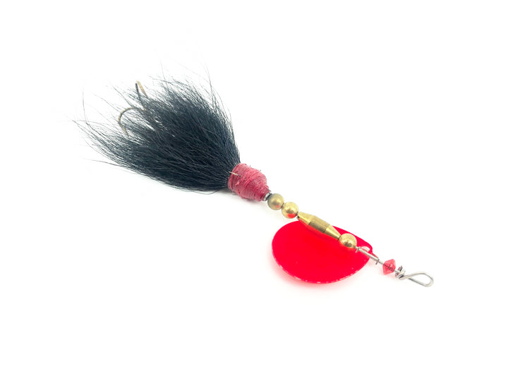 Pike Bucktail Spinner, Fluorescent Orange Blade/Black Tail Color - Colorado Blade