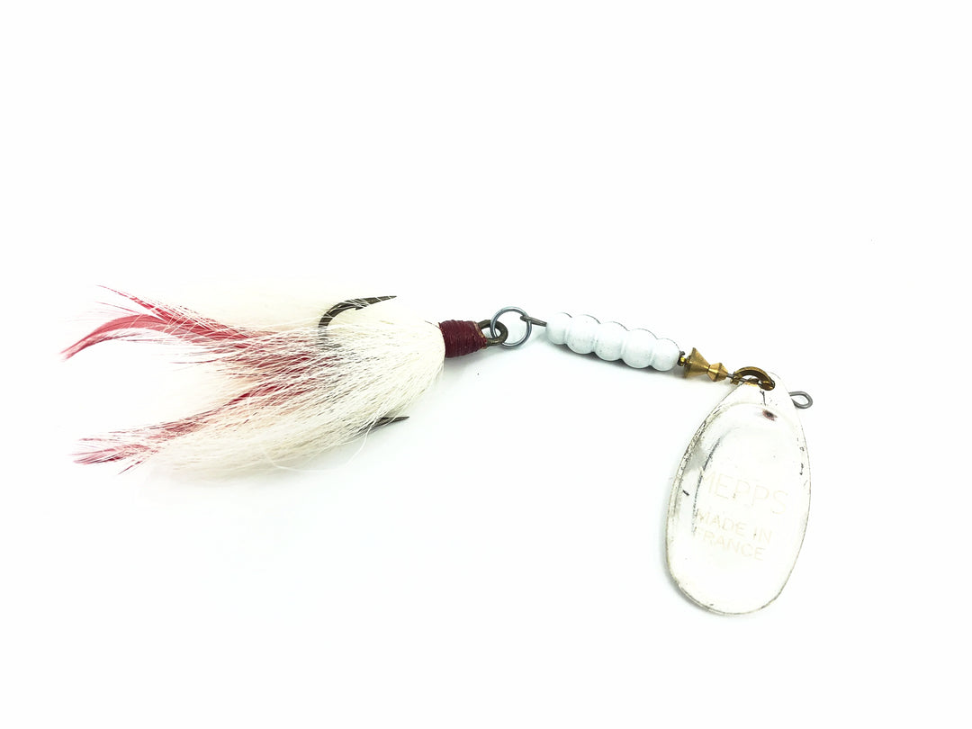 Mepps Magnum Musky Killer, Silver Blade/White & Red Bucktail Color