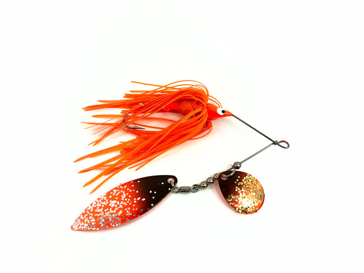 Northland Fishing Tackle Reed Runner Tandem Spinnerbait 3/8oz, Orange/Black/Flitter Color