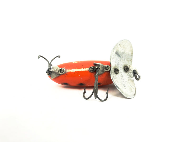 Arbogast Jitterbug 3/8oz, #39 Orange Black Spots, Bugged Eyed Model