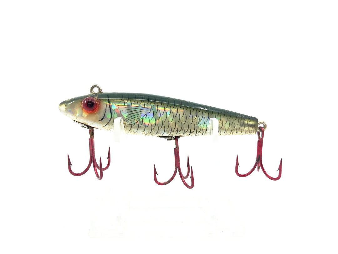 L & S Mirrolure 52M "Sinking Twitchbait", #18 Green Back/White Belly/Silver Holographic Color