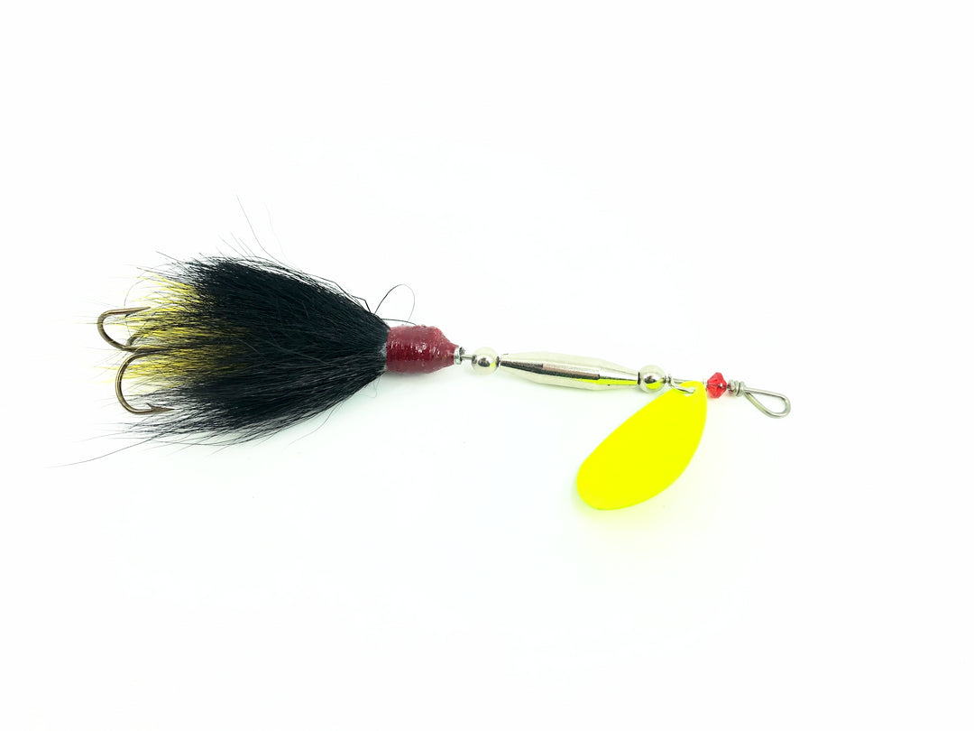 Pike Bucktail Spinner, Yellow Blade/Black & Yellow Tail Color - Colorado Blade