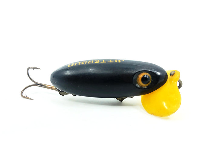 Arbogast Plastic Yellow Lip Jitterbug 1940's WWII Era, Black Color - War Bug!