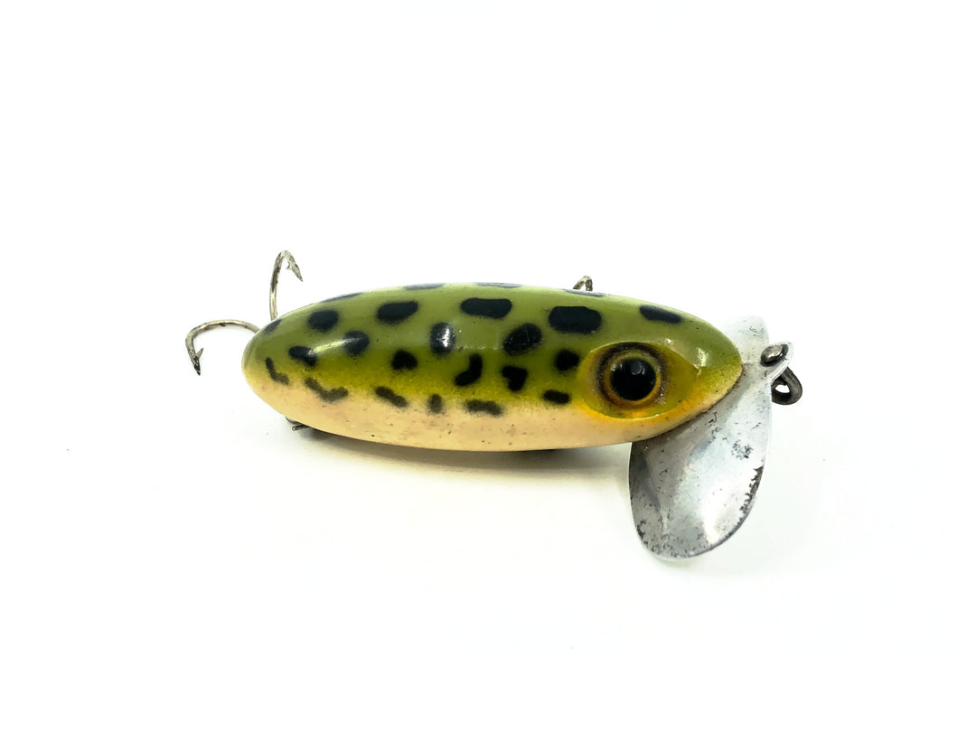 Arbogast Jitterbug 5/8oz, Frog/White Belly Color, Vintage Bugged-Eyed Model