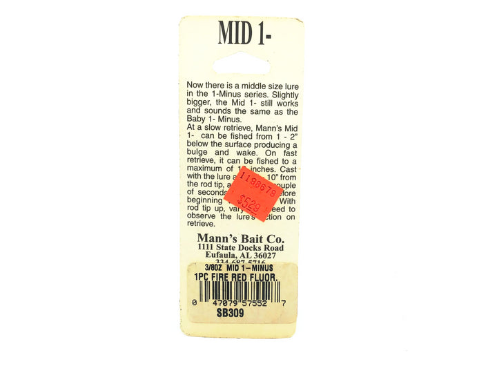 Mann's Mid 1- Minus, Fire Red Fluorescent Color on Card