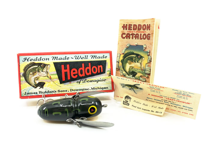 Heddon Crazy Crawler 2100, BF Bullfrog Color with Box & Catalog