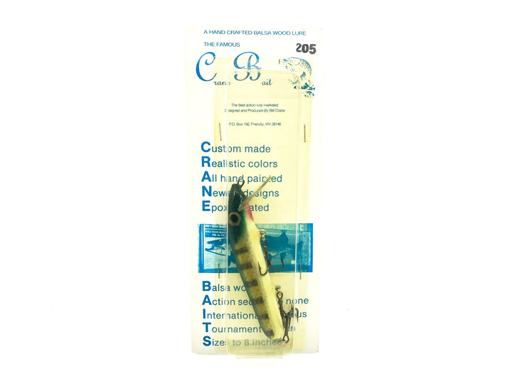 Crane 205 Musky Lure, Green Perch Color on Card