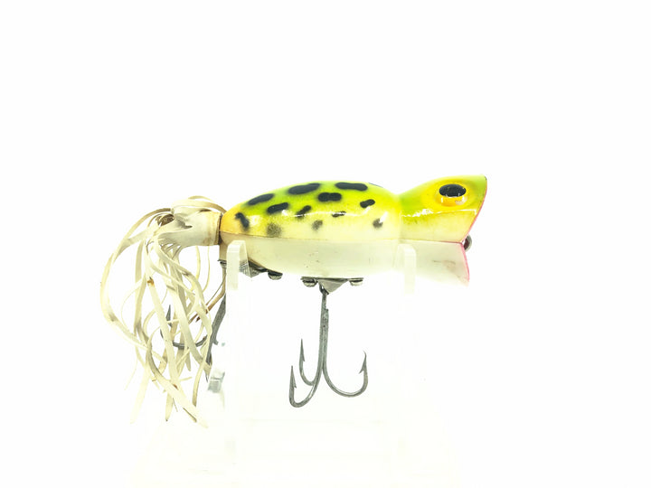 Arbogast Hula Popper 5/8oz, Frog/White Belly Color - Side Stencil