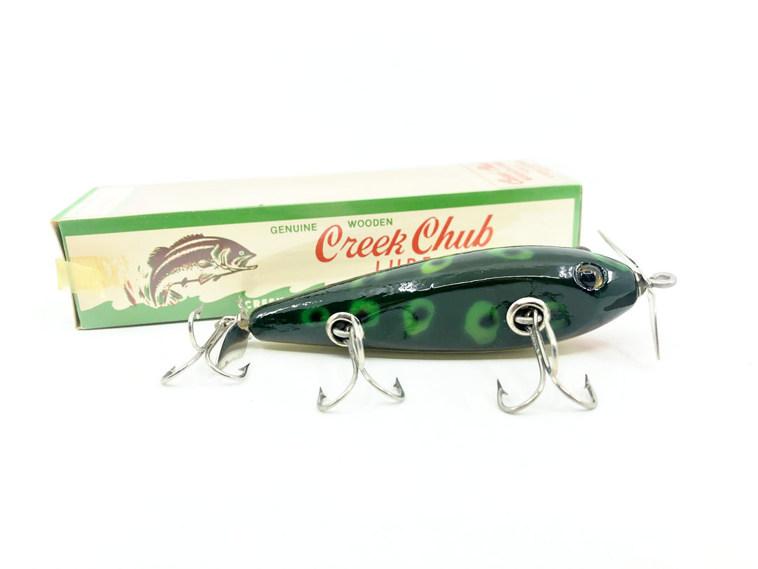 Creek Chub 1500 Wooden GE Injured Minnow, F Frog Color w/Box