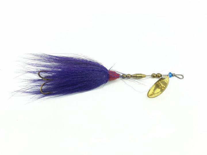 Pike Bucktail Spinner, Gold Blade/Purple Tail Color