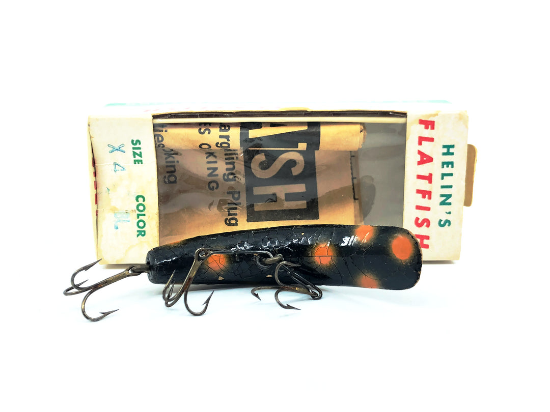 Vintage Helin Flatfish X4, BL Black/Orange Spots Color with Box