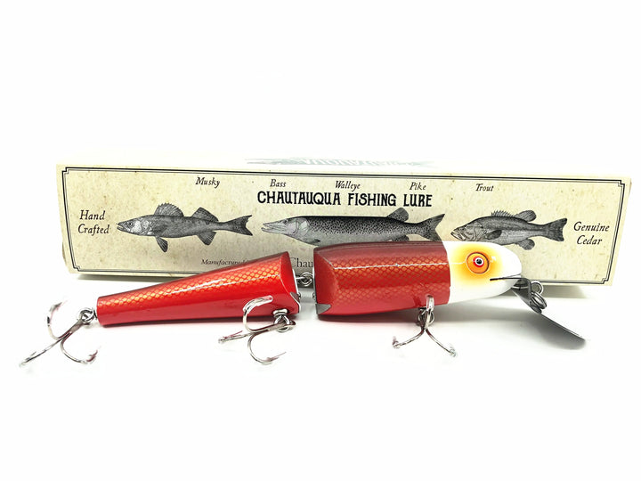 Jointed Chautauqua 8" Minnow Deep Diver, Reverse Red & White Color