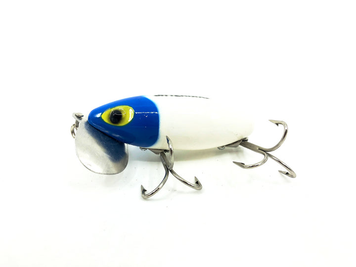 Arbogast Jitterbug 5/8oz, Blue Head/White Body Color