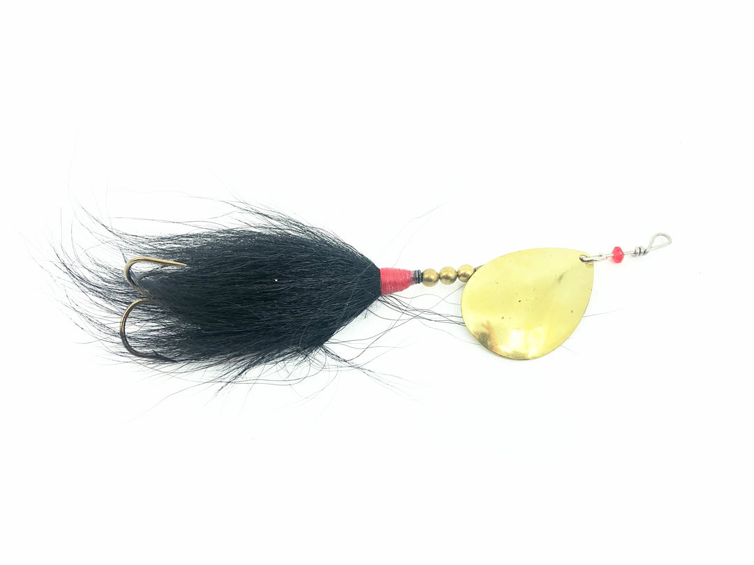 Musky Bucktail Spinner, Gold Blade/Black Tail Color - Colorado Blade 1oz