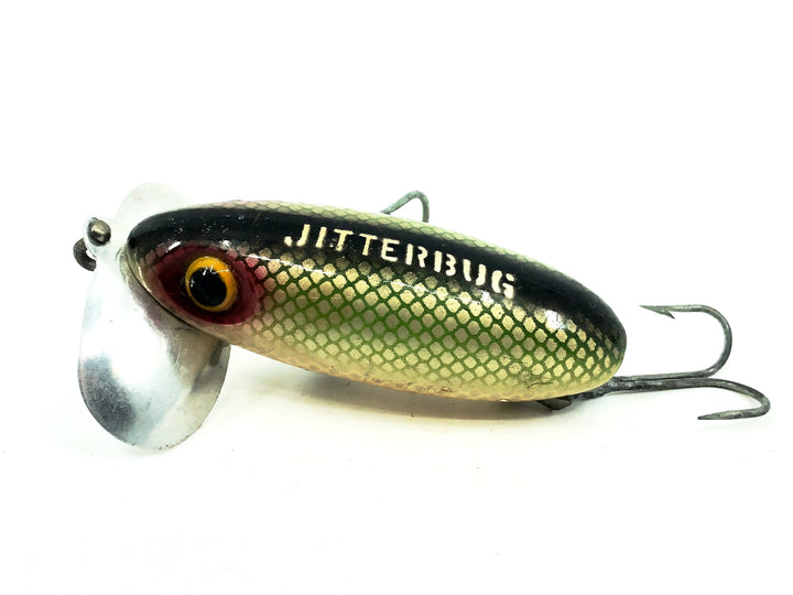 Arbogast Jitterbug 5/8oz, Green Shad Color, Vintage Bugged-Eyed Model