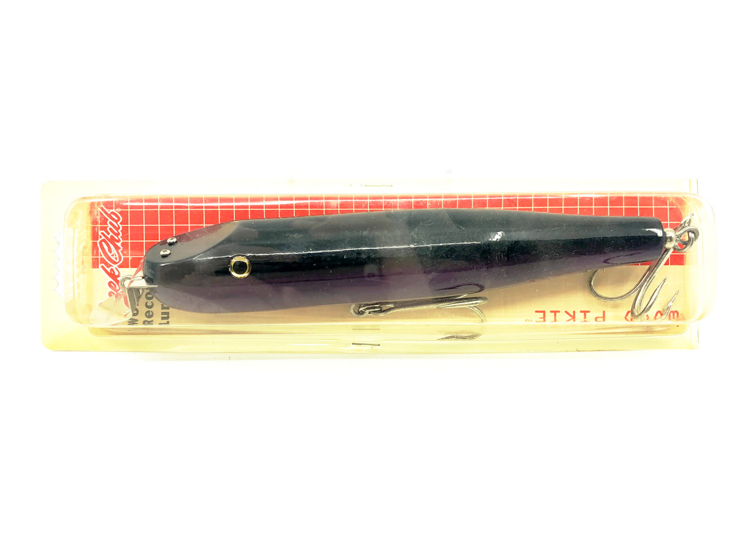 Creek Chub Wooden Giant Straight Pikie 6800, Black Back Purple Color, New on Card Old Stock