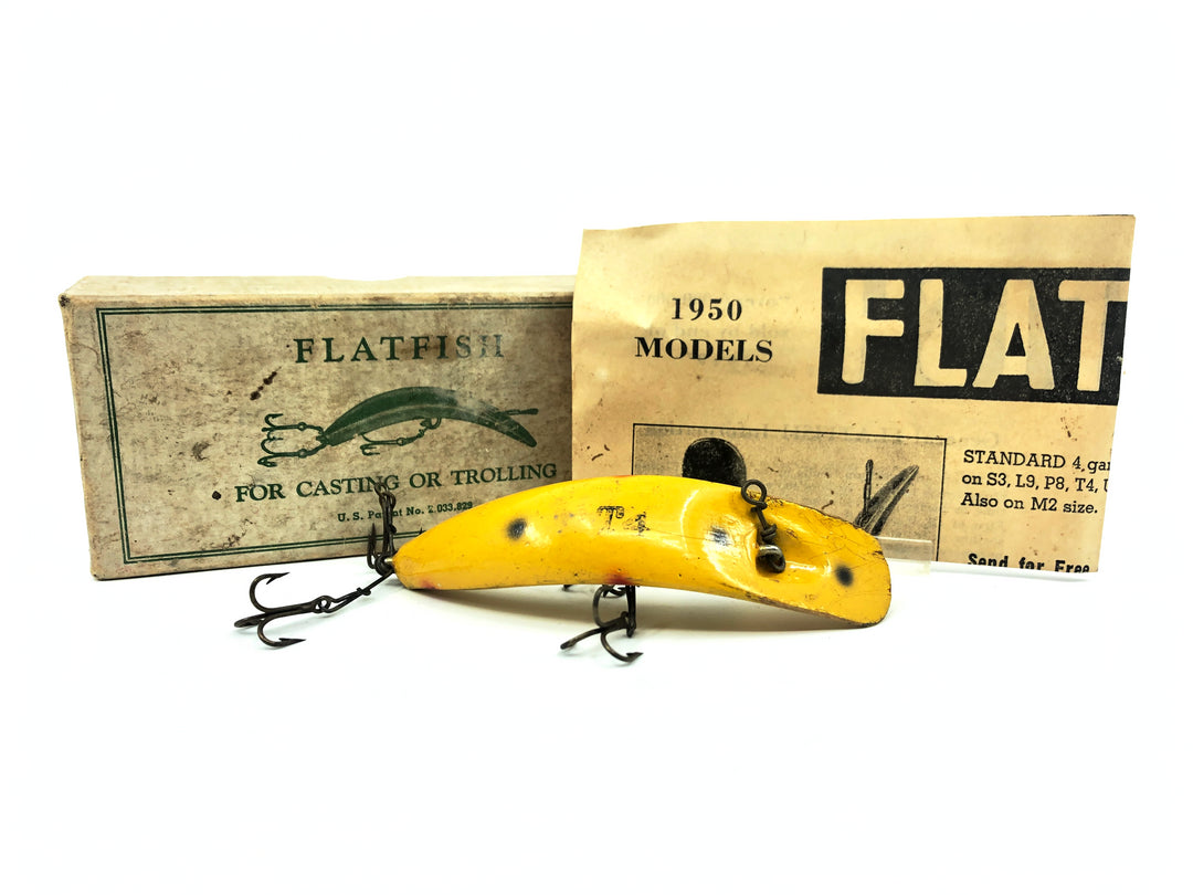 Vintage Helin Flatfish T4, Yellow Color with Box - 1950