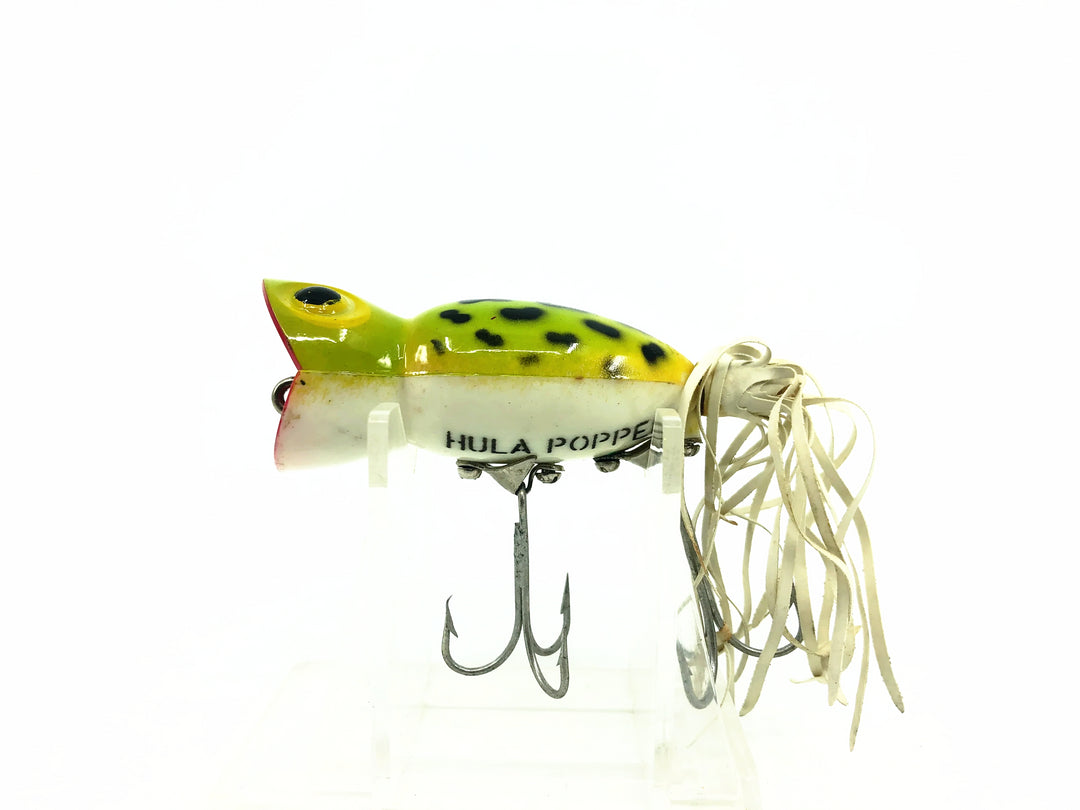 Arbogast Hula Popper 5/8oz, Frog/White Belly Color - Side Stencil