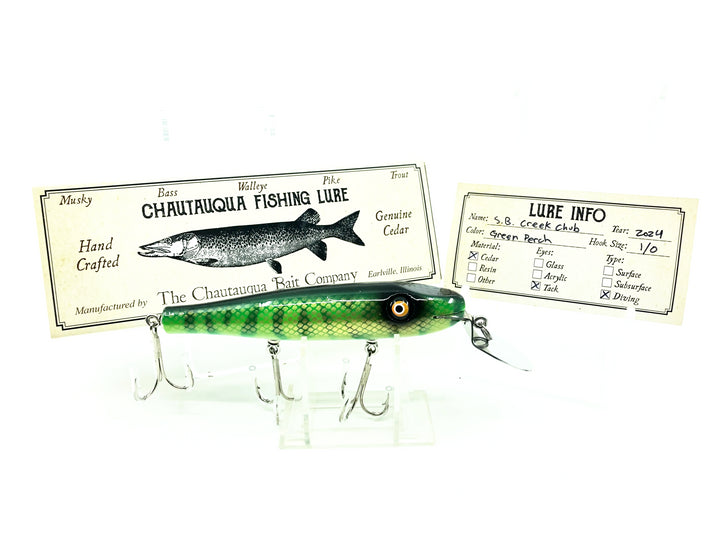 Chautauqua Solid Body Creek Chub, Green Perch Color