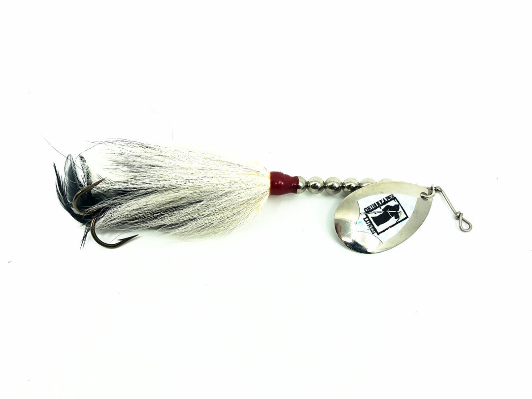 Grim Reaper Bucktail Spinner 1.5oz, Silver Blade/White & Black Bucktail