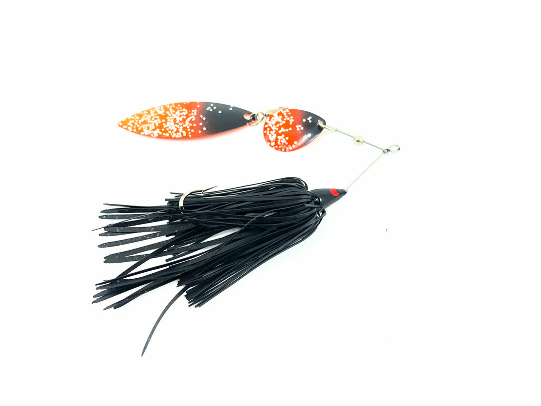 Northland Fishing Tackle Reed Runner Tandem Spinnerbait 3/8oz, Orange/Black/Flitter Color