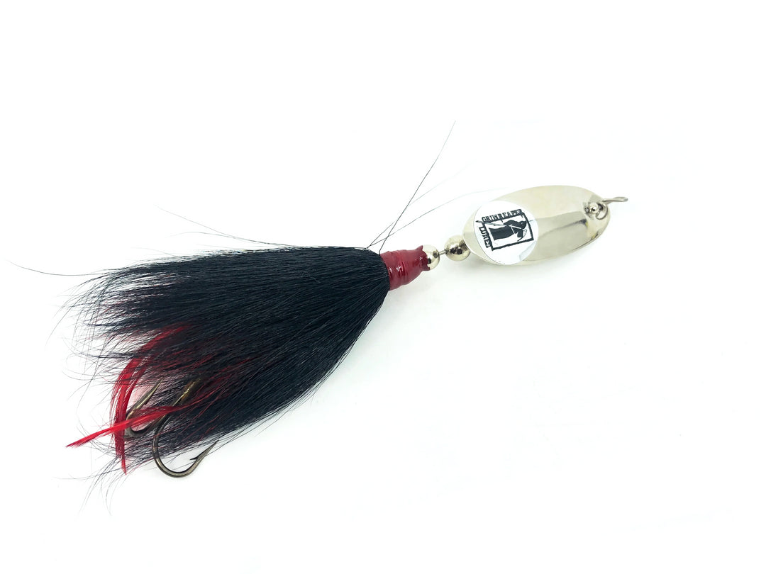 Grim Reaper Inline Spinner 1 2/5oz, Silver Blade/Black & Red Bucktail