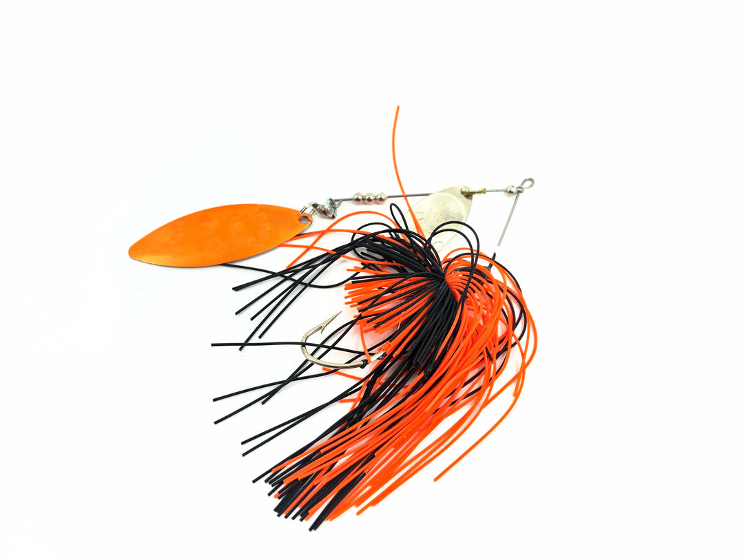 Mepps Bass Killer Willow Leaf Blade BKW38, NO-BO Neon Orange Blade/Black/Orange Color