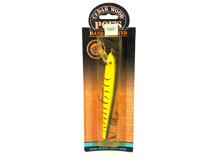 Poe's Cruise Minnow Series 2800W, #28 Chartreuse/Black Back/Tiger/Hot Belly Color on Card