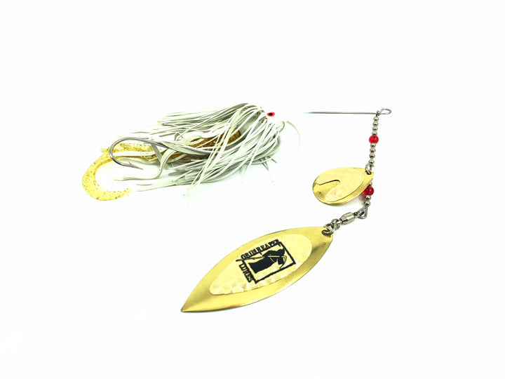 Grim Reaper 1 Ounce Tandem Spinner, White Body/Gold Blade & Tail