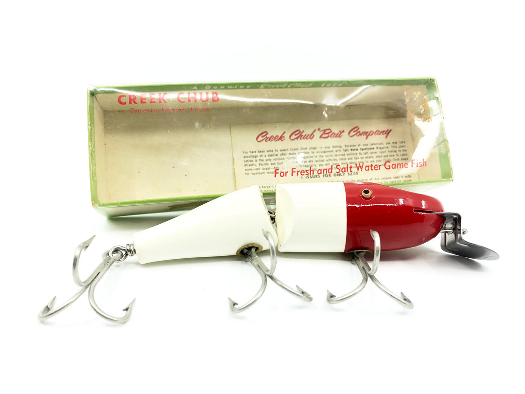 Creek Chub Jointed Striper Pikie 6800, #02 Red Head and White with Box