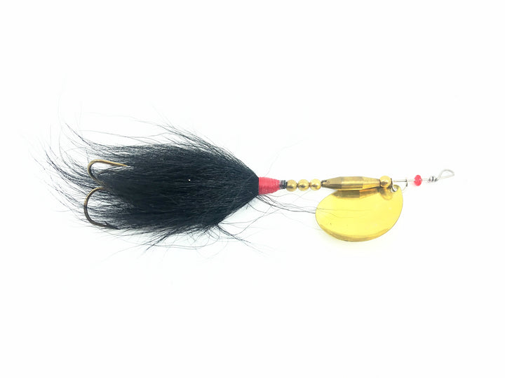 Musky Bucktail Spinner, Gold Blade/Black Tail Color - Colorado Blade 1oz