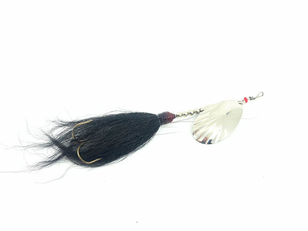 Musky Bucktail Spinner, Silver Blade/Black Tail Color - Fluted Blade 1oz