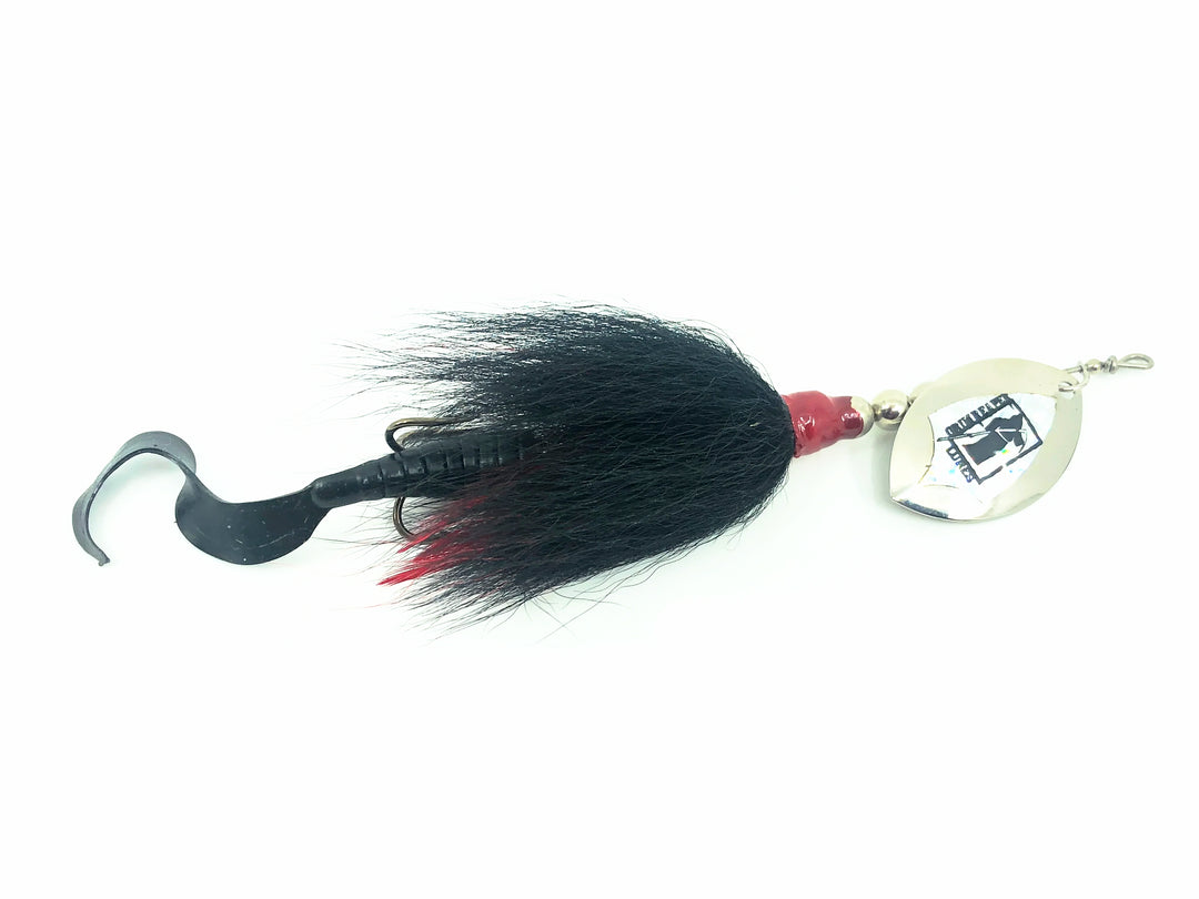 Grim Reaper Inline Spinner 1oz, Silver Blade/Black Bucktail & Grub Tail