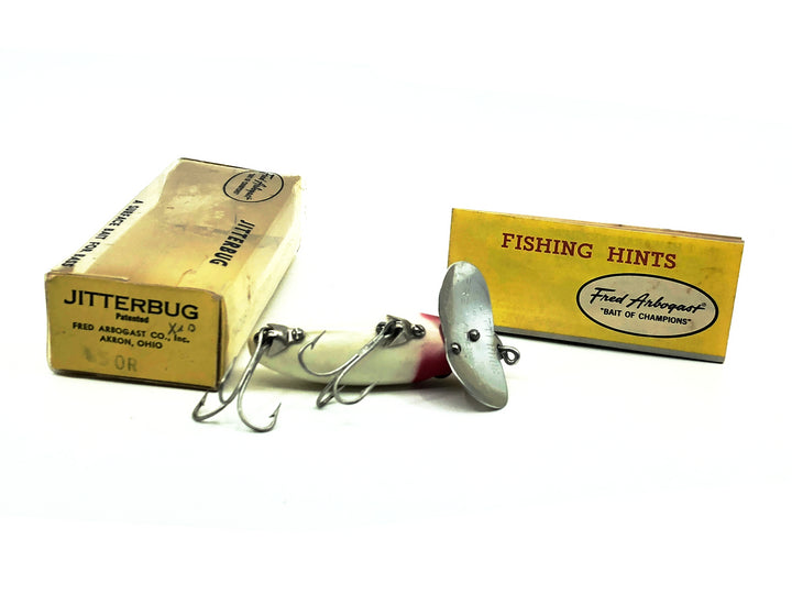 Arbogast Jitterbug 5/8oz, Red Head/White Color with Box, Bugged-Eyed Model