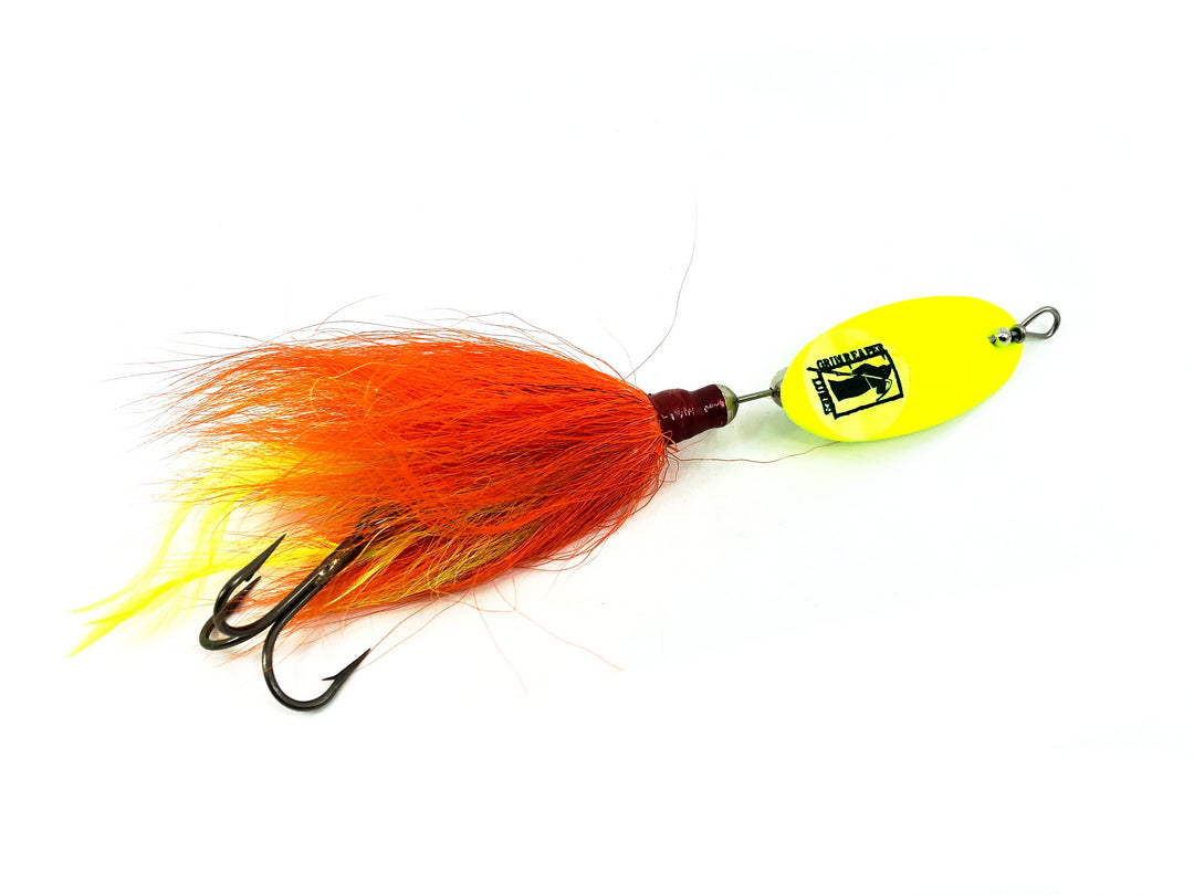 Grim Reaper Inline Spinner 1 2/5oz, Chartreuse Blade/Orange & Chartreuse Bucktail