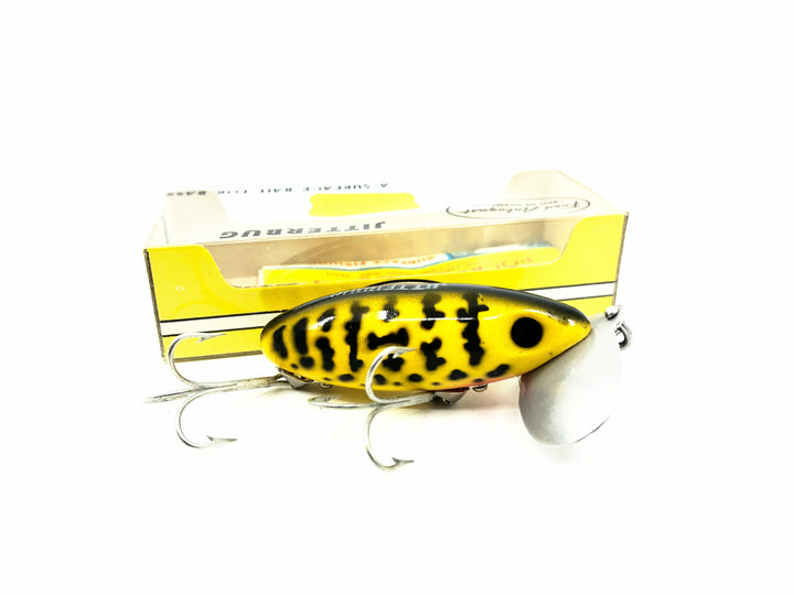 Arbogast Jitterbug 5/8oz, #11 Yellow Coachdog Color with Box, Bugged-Eyed Model