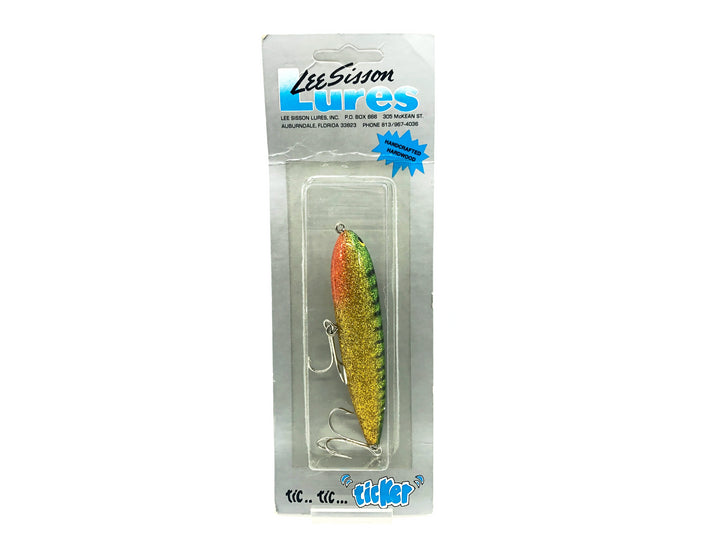 Lee Sisson Ticker Topwater Wood Walker, Glitter Perch Color on Card