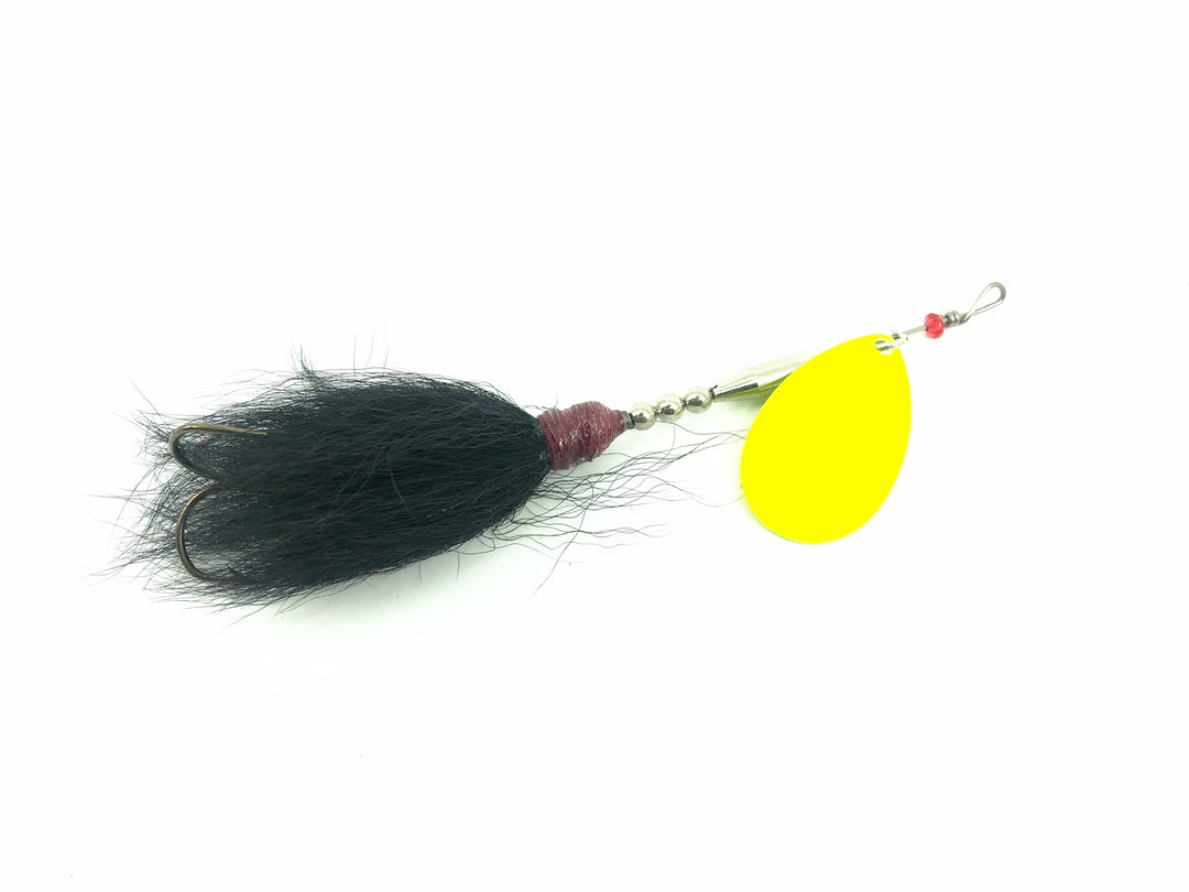 Musky Bucktail Spinner 1oz, Chartreuse Blade/Black Tail Color