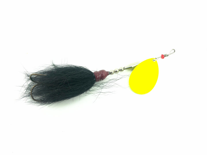 Musky Bucktail Spinner 1oz, Chartreuse Blade/Black Tail Color