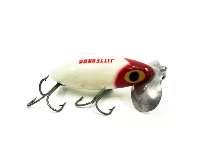 Arbogast Jitterbug 1/2oz, White/Red Color on Card