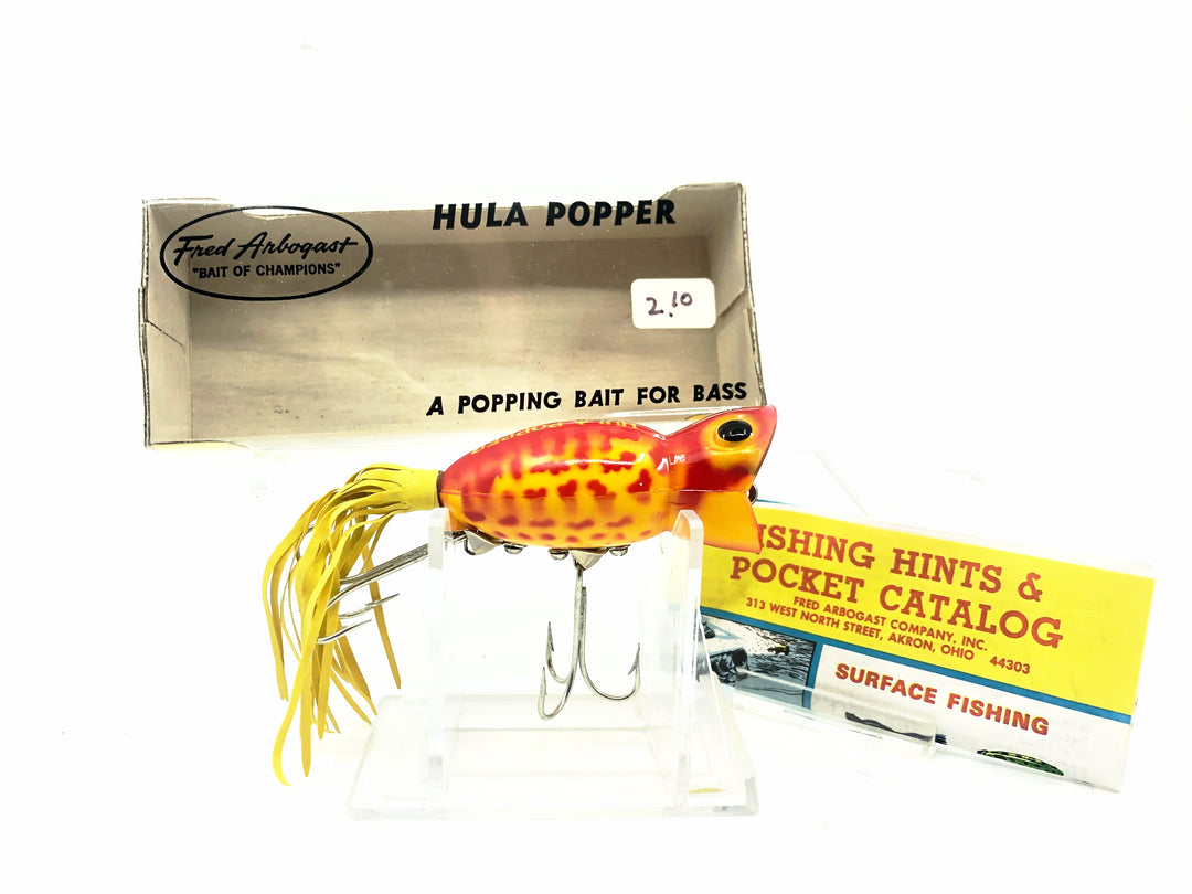 Arbogast Hula Popper 750, RK Red Coachdog Color w/Box - Bug-Eyed