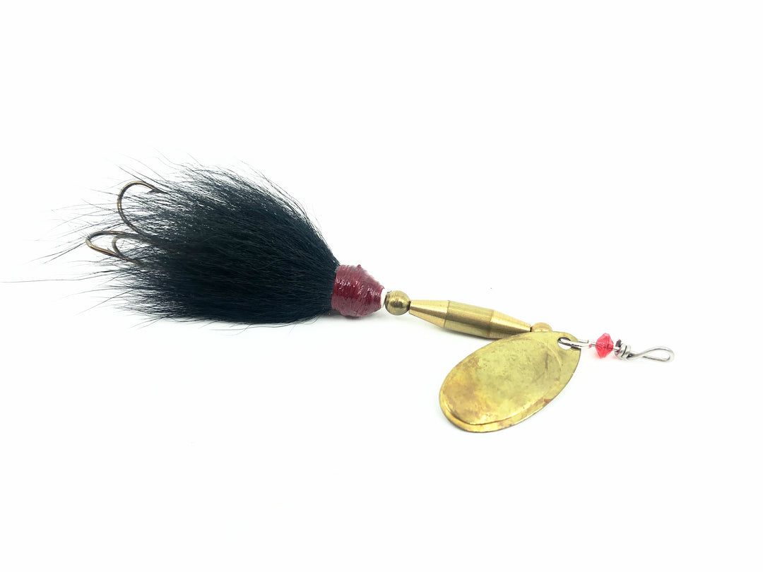 Pike Bucktail Inline Spinner, Gold Blade/Black Tail Color - French Blade