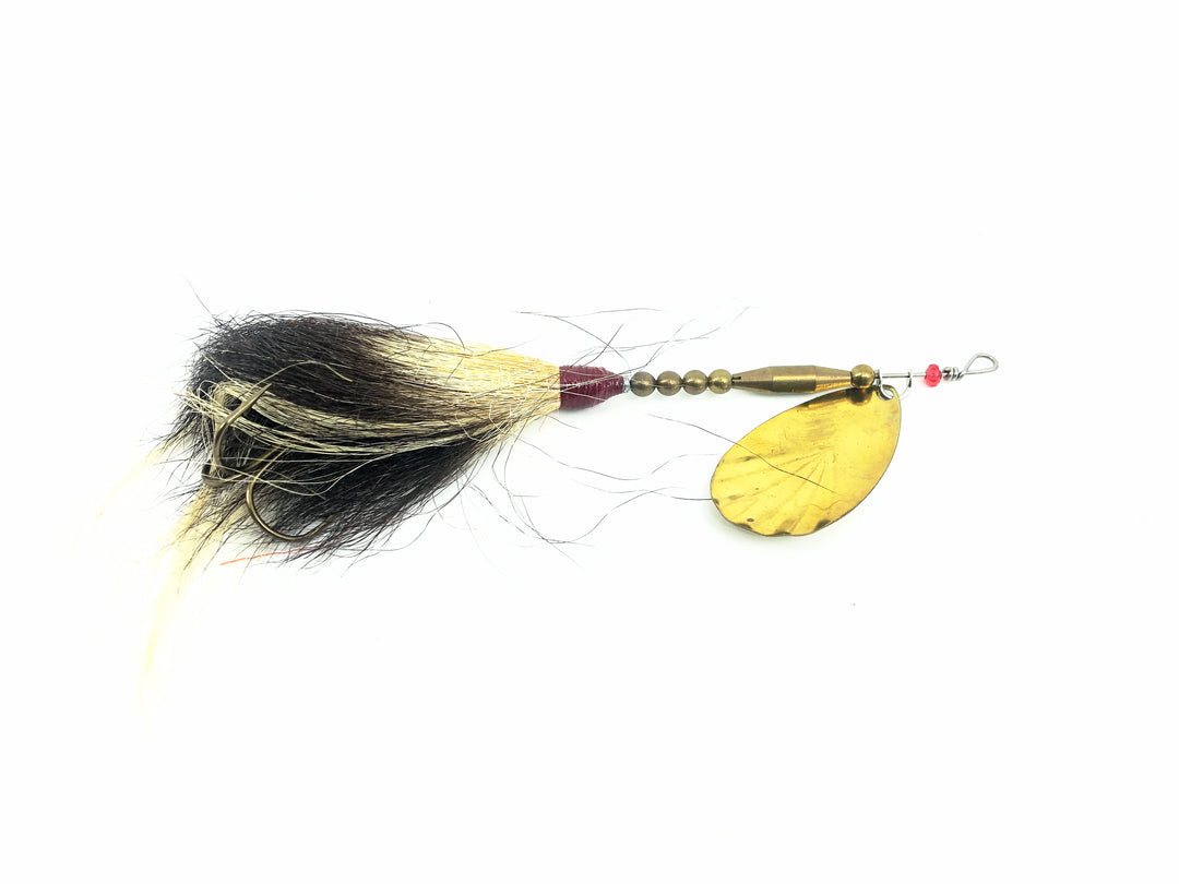 Musky Bucktail Spinner, Silver Blade/Black & White Tail Color - Fluted Blade 1oz